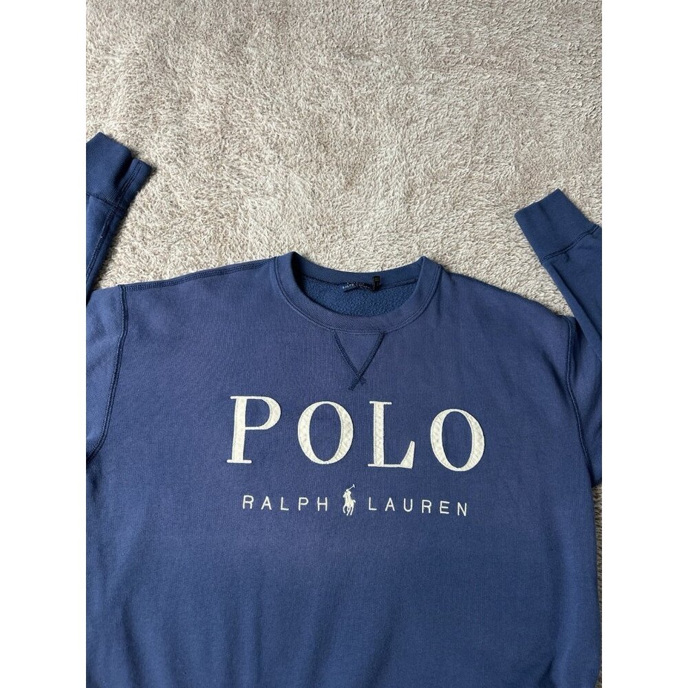 Polo Ralph Lauren Horse Logo Blue Fleece Lined SO SOFT Sweatshirt Size M - Picture 10 of 14